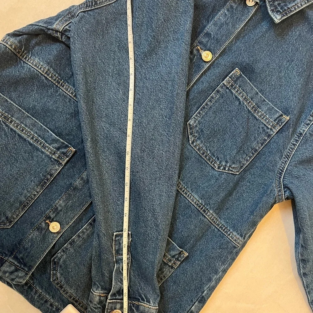 De Facto Denim Jeans Long Sleeve Jacket Dark Blue Navy Large With Pockets - Picture 10 of 11